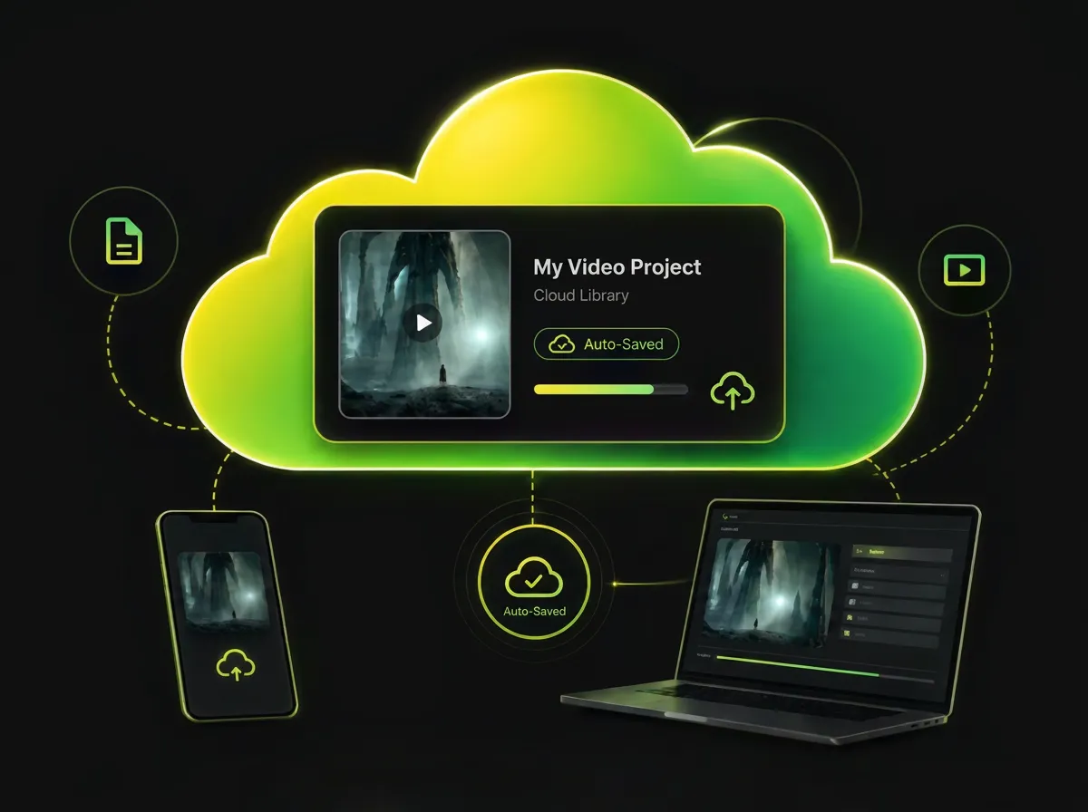 Cloud storage and auto-save for Instagram video translation projects.